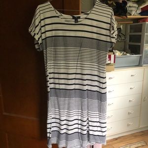 Navy Blue and White Striped Nautical T Shirt Dress